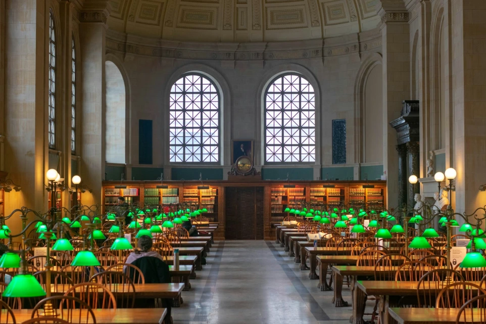 lighted green lamps on tables